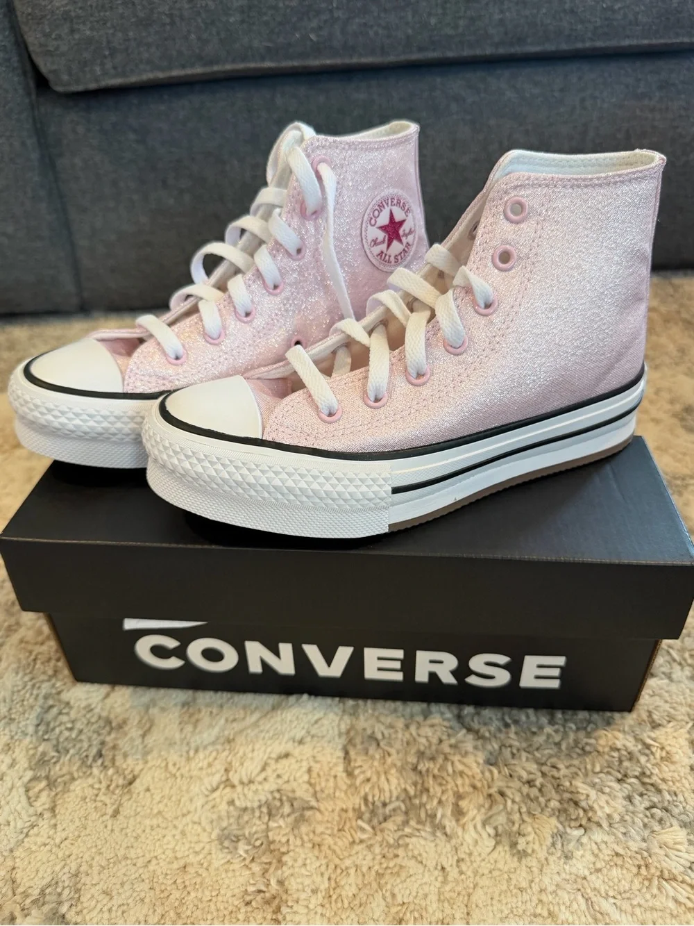 Converse Kids Glitter Pink High-Top Sneakers